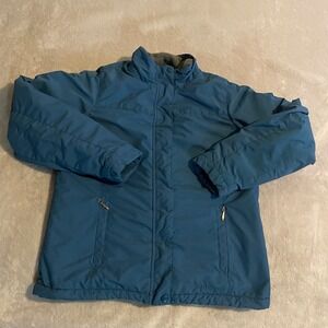 Vintage LL Bean Womens Small Blue Fleece Lined Warm Up Jacket Full Zip Coat 90s
